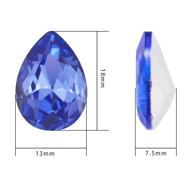 Colorful Shining Tear Drop K9 Glass Rhinestones High Quality Pointback Glass Crystal Glue on Garment Crafts Jewelry Accessories