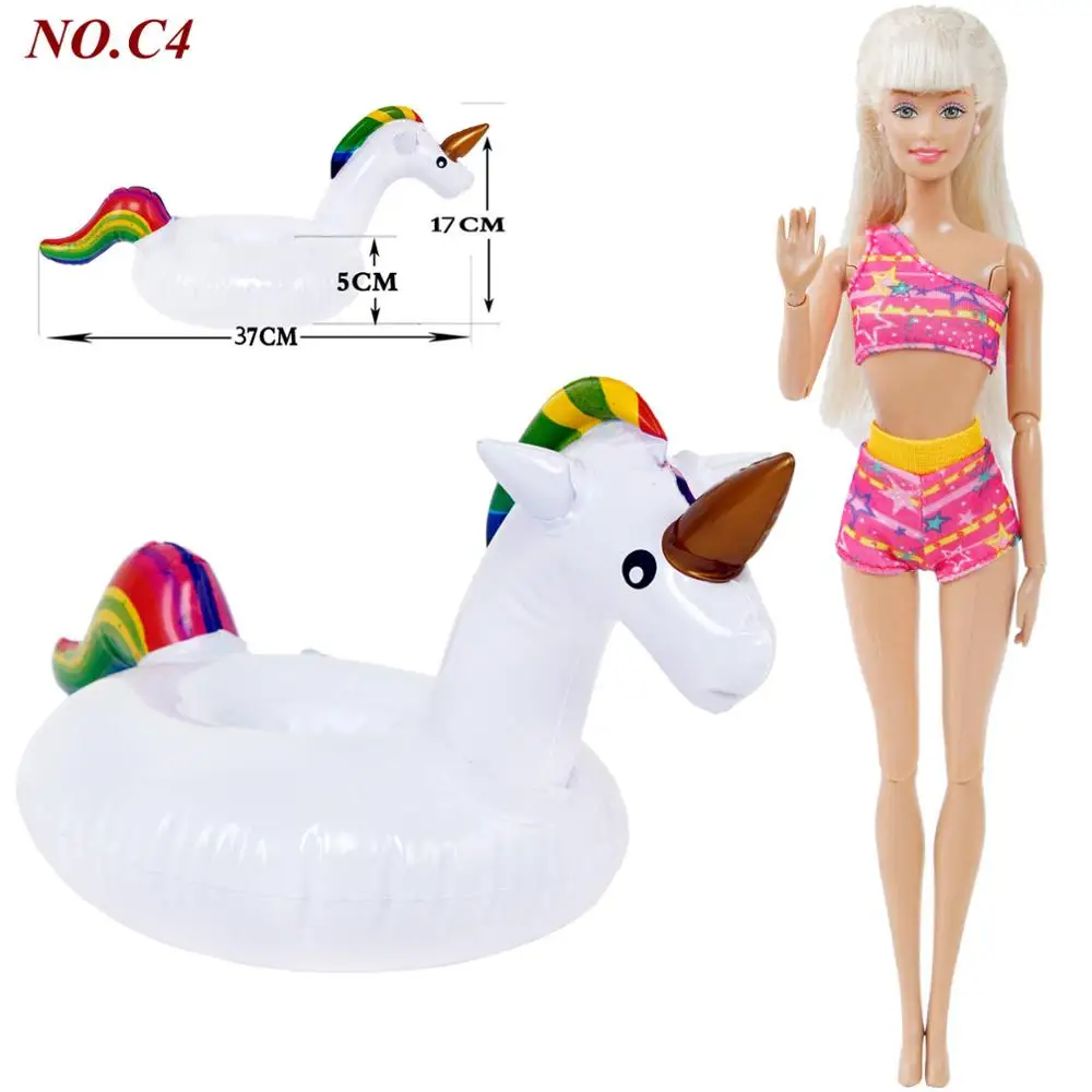 1 Pcs Lifebuoy Swimming Ring Animals Pattern Dolls Accessories for Barbies Doll Kids Toy Summer Beach Bathing Buoy Dollhouse