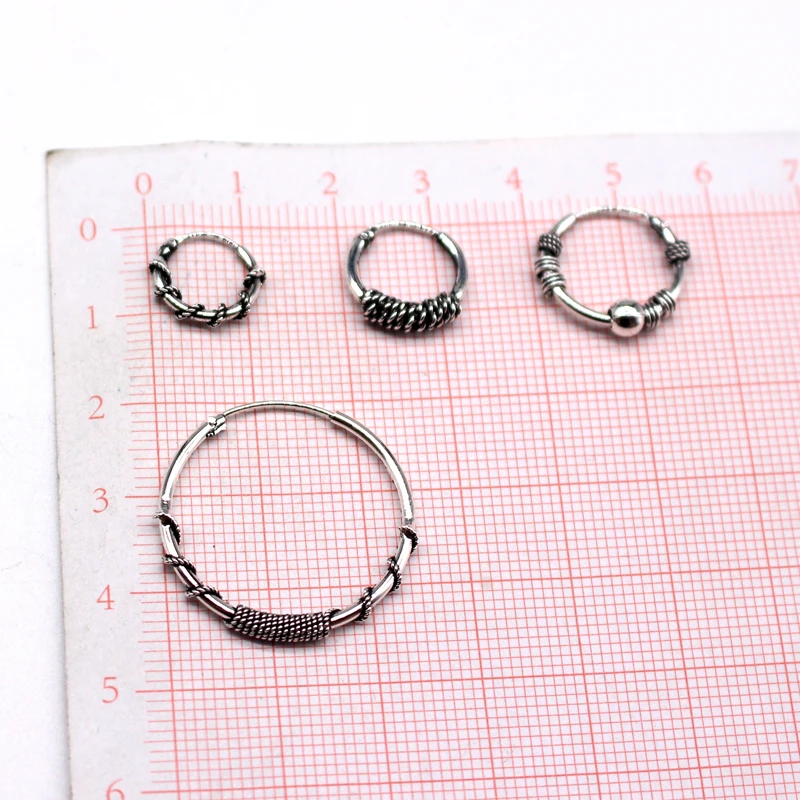 1Pair New Vintage Simple Mini Small Hoop Earrings For Women Bohemian Punk Tribal Twist Endless Circle Stud Earrings Jewelry