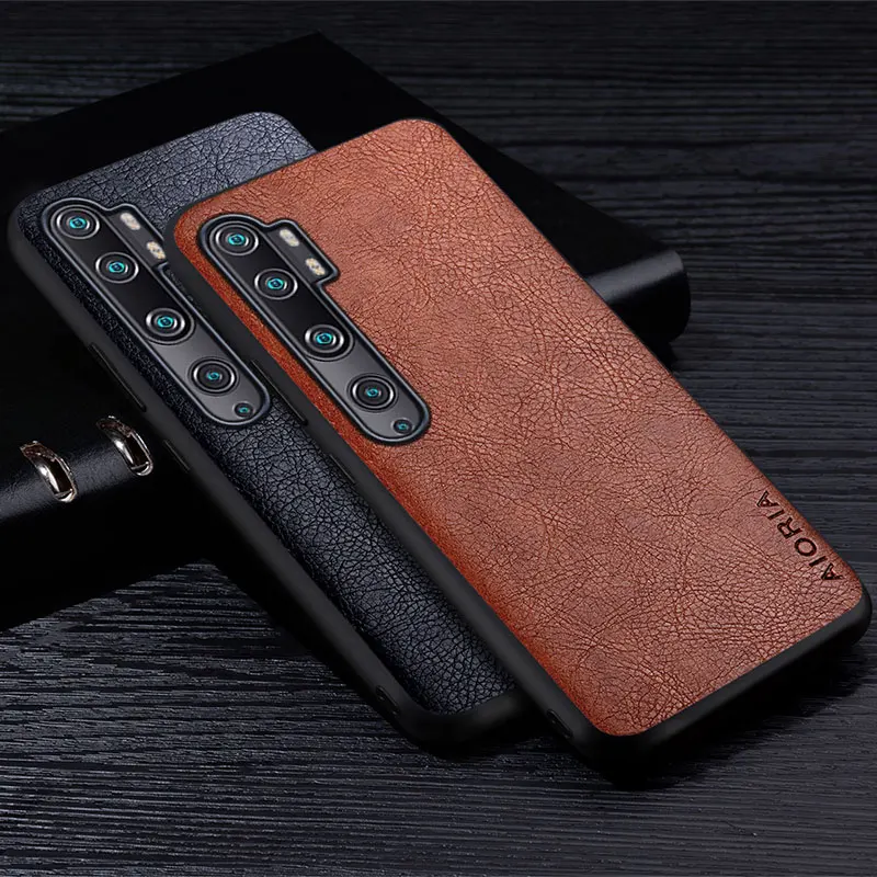 Leather Case For Xiaomi Mi Note 10 Pro Lite Premuim Texture Retro Litchi Pattern Protective Back Cover for mi note 10 pro case