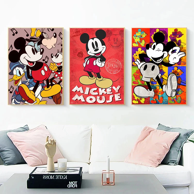 Wall Art Canvas Painting Street Graffiti Art Disney Mickey Mouse and Donald Duck Nordic Posters And Prints Pictures Room Decor