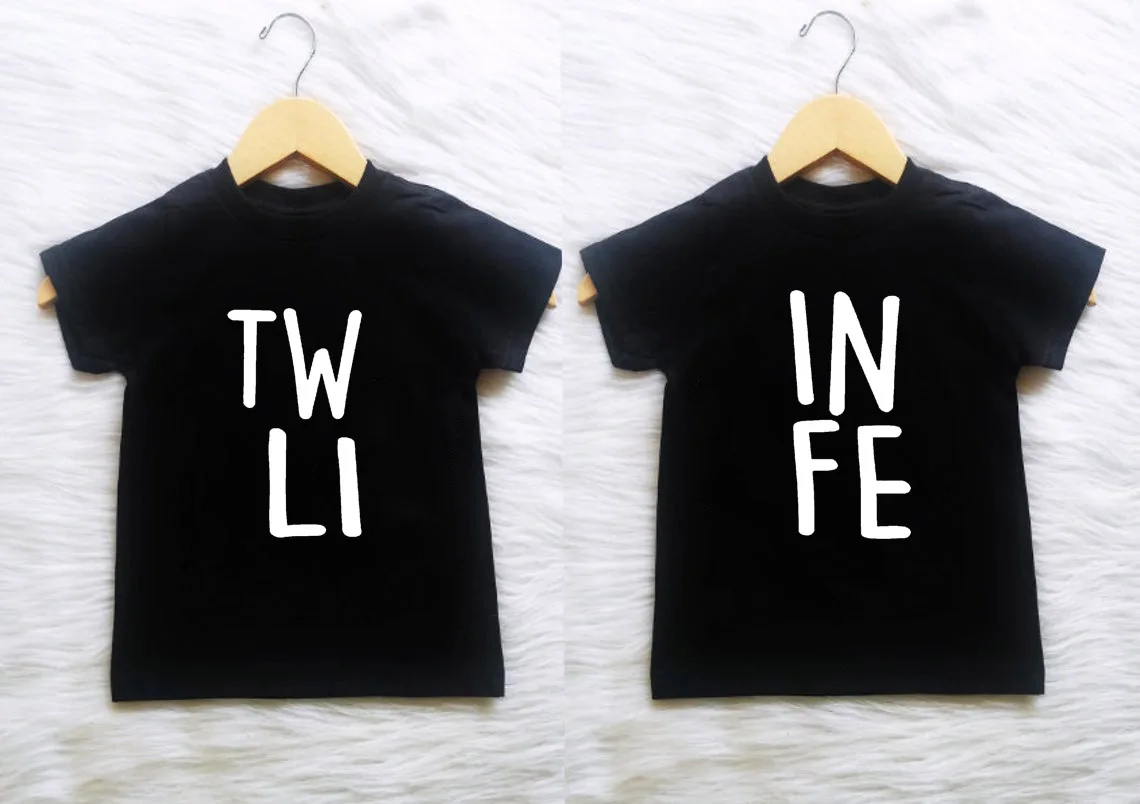 Twin Life Twins Matching Tees Tshirts T-shirt Boys Girls Summer Short Sleeve T-shirts Children Brothers Sisters Twin Tee Shirt