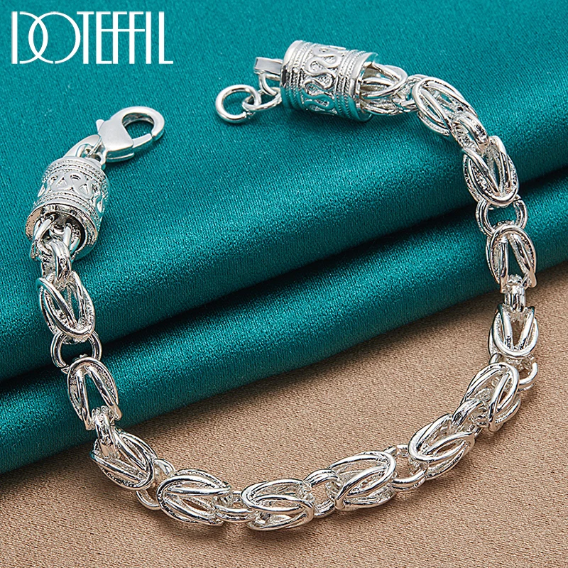 

DOTEFFIL 925 Sterling Silver Lobster Clasp Bracelet Chain For Woman Man Fashion Wedding Engagement Jewelry