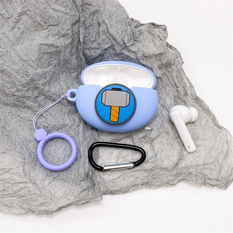Hoạt Hình Marvel Ốp Tai Nghe Chụp Tai Cover Dành Cho Huawei Freebuds 4i Bảo Vệ Tai Nghe Vỏ Phụ Kiện Cho Freebuds 4i Có Móc Treo