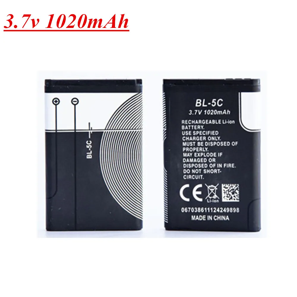 3.7V 1020mAh 1200mah Battery BL-5C BL 5C For Nokia 6267 6270 6330 6555 6600 6620 6630 1100 1101 1110 1112 1208 1600