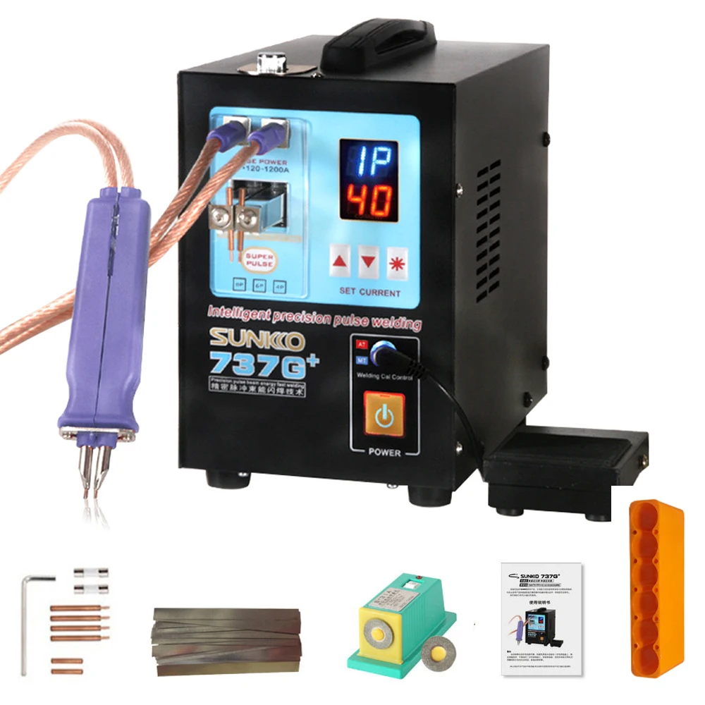 737G+ Battery Spot Welder 4.3KW LED Light Spot Welding Machines with Welding Pens For 18650 Lithium Batteries Pack DIY Soldering