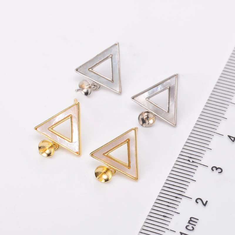 Triangle Style DIY Silver Pearl Earrings Settings Women Handmade Making Jewelry