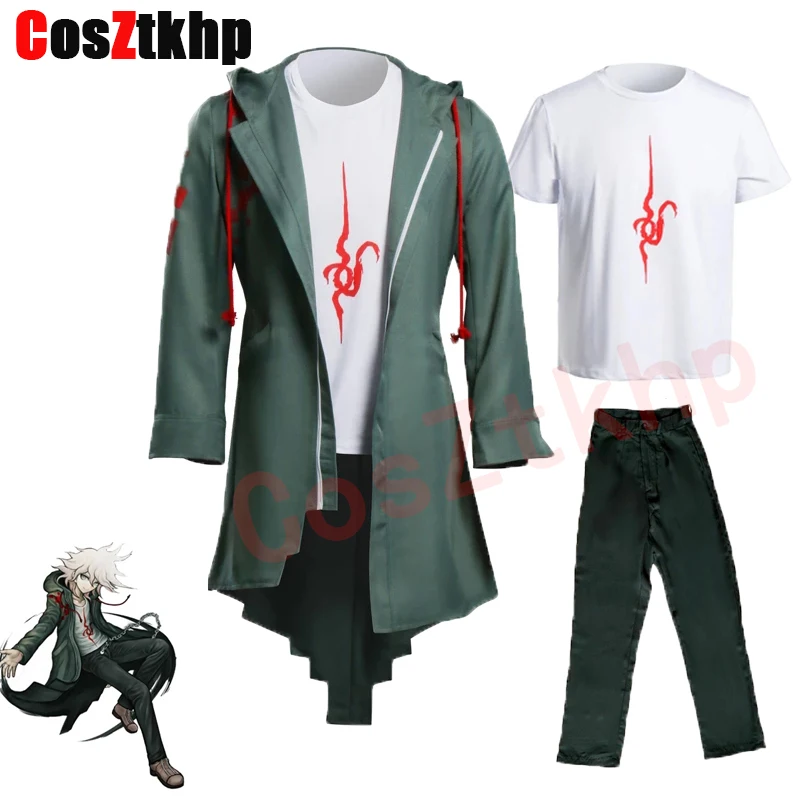 

Super Danganronpa 2 Nagito Komaeda Cosplay Jacket T-shirt Sets Halloween Costumes for Women Men Adult Anime Clothes top pants