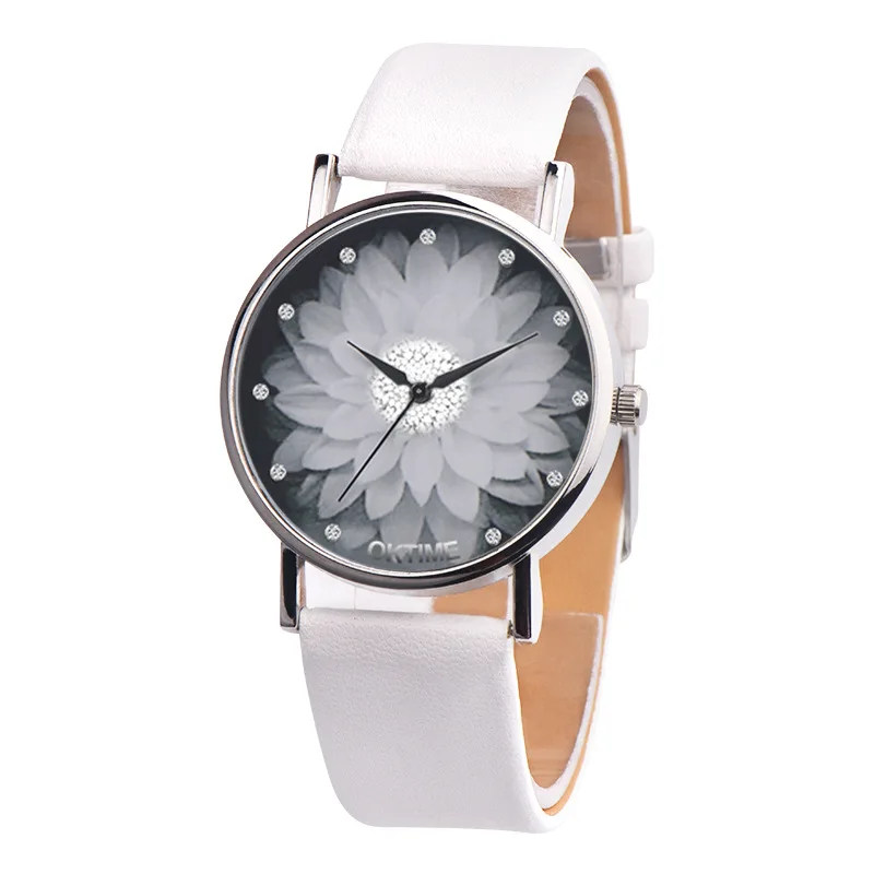 UTHAI BK64 Fashion All-Match Belt Diamond Lotus Fashion Ladies Small Fresh Student Quartz Watch