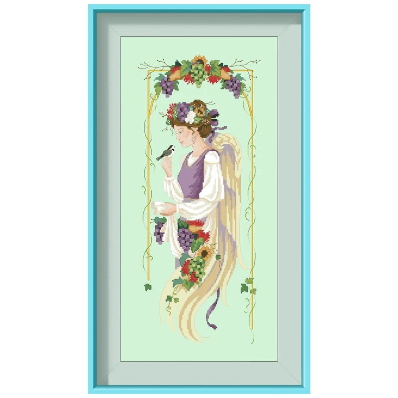 Angel of bounty cross embroidery kit fairy pattern design 18ct 14ct 11ct light green canvas Cross-stitch DIY needlework