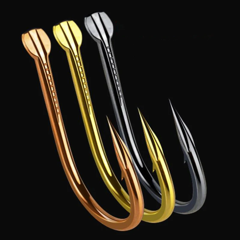 DYGYGYFZ 50pcs/pack of Double Slot Izu Fish Hook Black Gold Blood Slot Slot with Barbed Bulk Hook Fishing Gear
