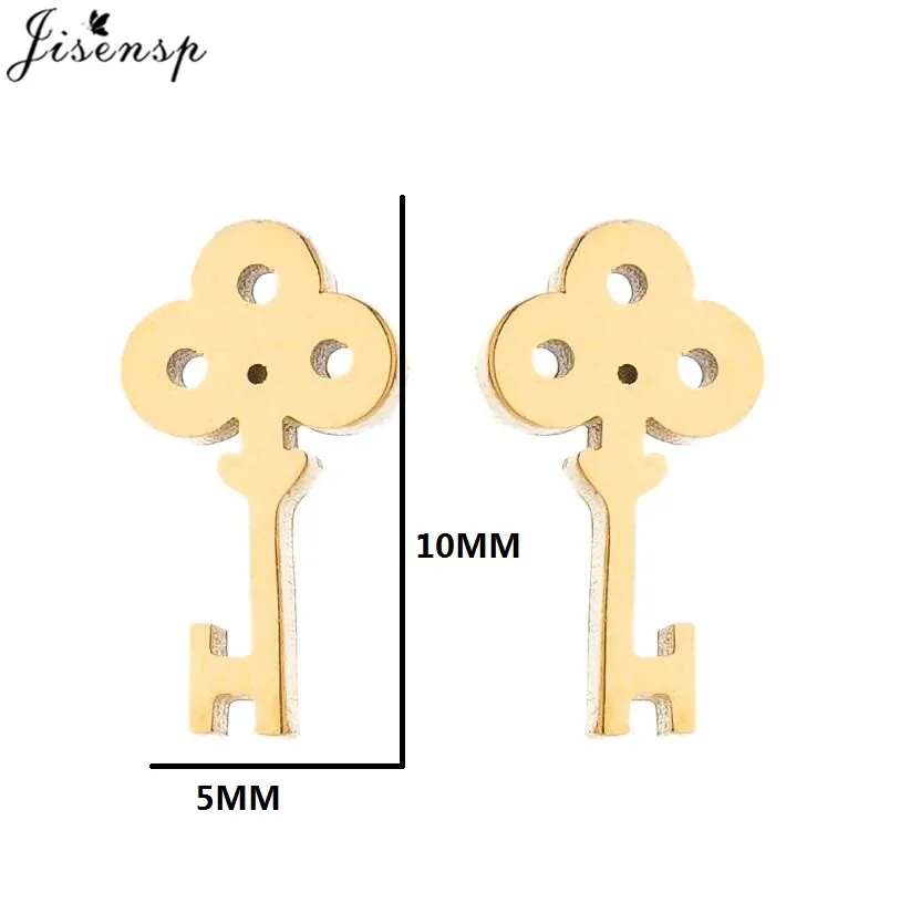 Korean Tiny Key Earings Women Jewelry Minimalist Stainless Steel Snowman Mermaid Face Earrings Studs Piercing Christmas Gifts