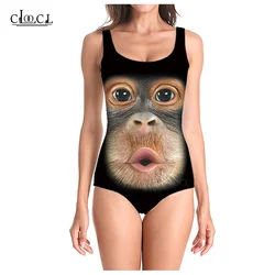 CLOOCL − Maillot de bain une pièce, imprimé singe 3D, animal, amusant, pour femmes, tenue de bain, sexy, nouvelle mode