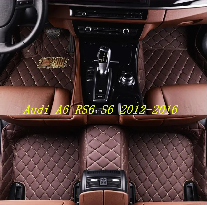 Auto Floor Mats For Audi A6 S6 RS6 2012-2016 Foot Carpets Step Mat High Quality Embroidery Leather Wire coil