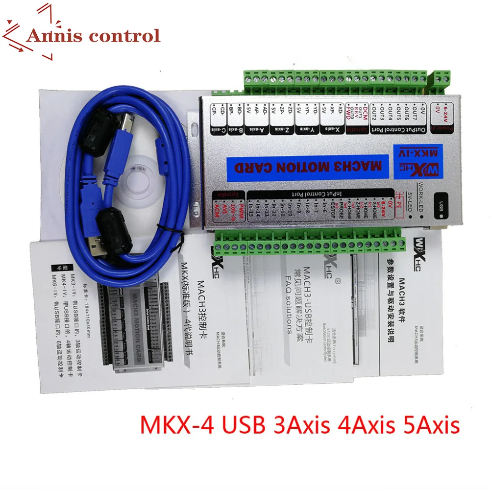 XHC Mach3 USB Breakout Board 3 4 6 Axis MKX-V 5-generation USB Motion Control Card 2MHz Support Windows 7,10 NEWCARVE