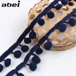 2 iarde blu scuro Pom Pom pizzo tessuto lavorato a maglia accessori artigianali etnici fai-da-te cucito palla di pizzo nastro pompon frangia nastro