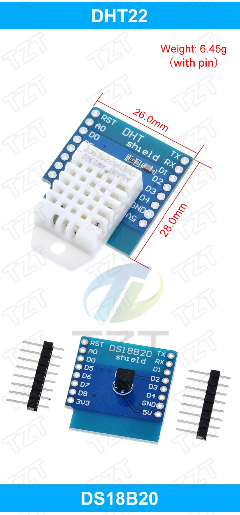 Esp8266 D1 Mini Pro WLAN-Entwicklungsboard Nodeu Ws2812 RGB Dht11 Dht22 Am2302 Relais Ds18b20 Bmp180 Motor für Arduino DIY-Kit – Detail 6