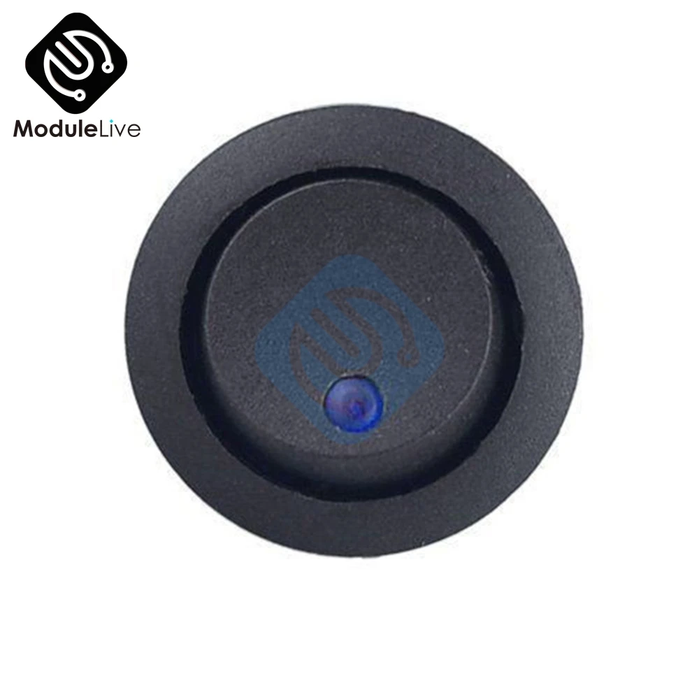 2Pcs AC 125V 250V Toggle Switch 3 Pins Car Round Dot LED Light Rocker Push Button Switch Tools Blue Red Yellow Green