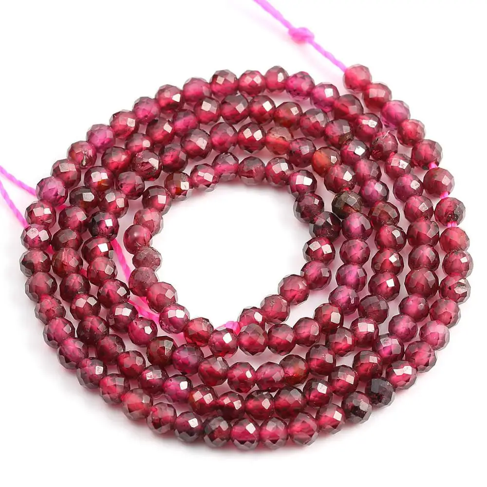 Natural Semi Precious Stone Beads Garnet Cut Bead For DIY Making String 38 cm One 2/3/4/5mm