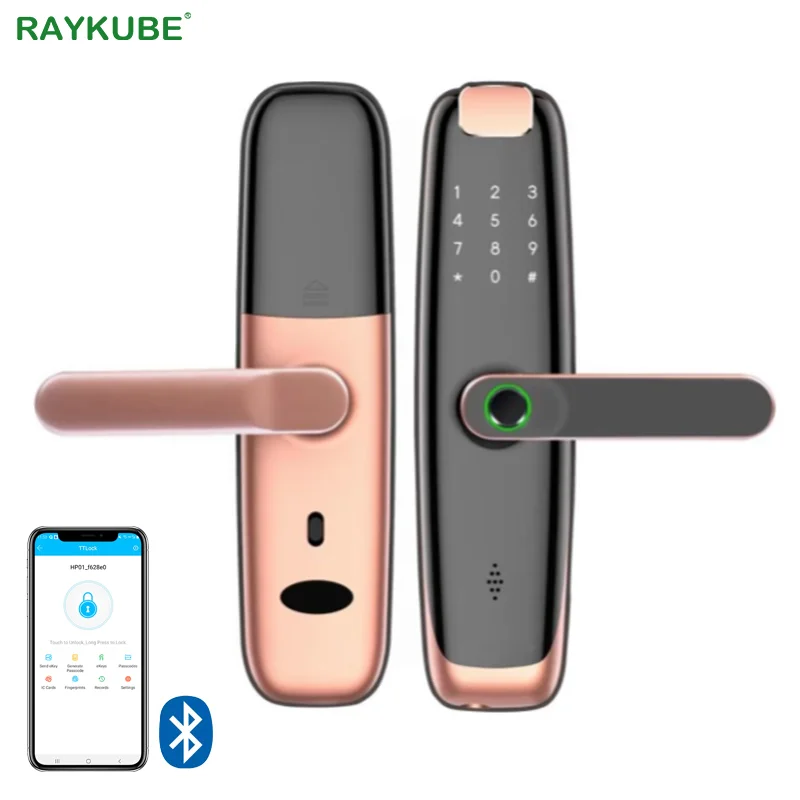 

RAYKUBE X8 Electronic Door Lock Intelligent Biometric Door Locks TT Lock App Fingerprint Smart Digital Keyless Door Lock