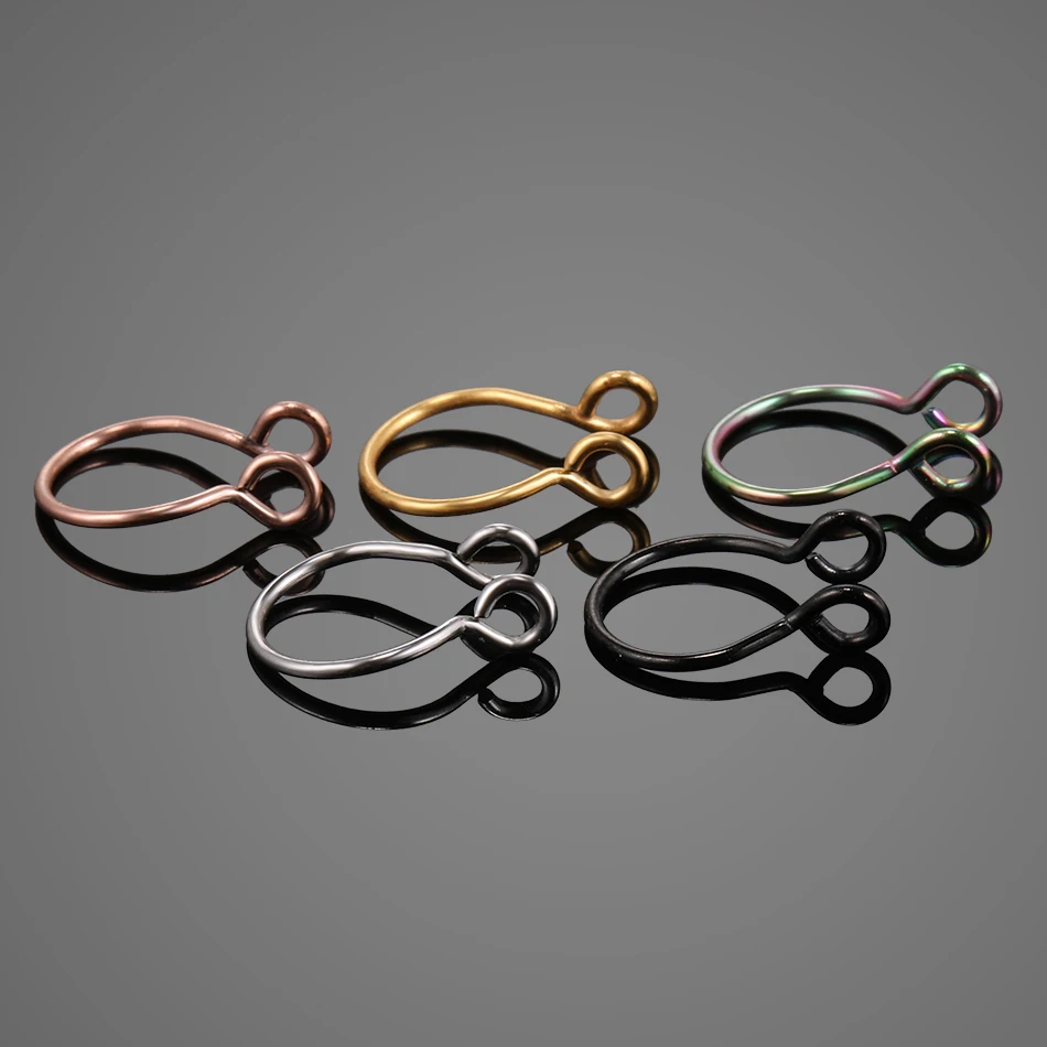 1 قطعة الفولاذ المقاوم للصدأ وهمية الأنف الدائري هوب الحاجز خواتم C كليب الشفاه الدائري القرط للنساء وهمية ثقب مجوهرات للجسم غير مثقوب