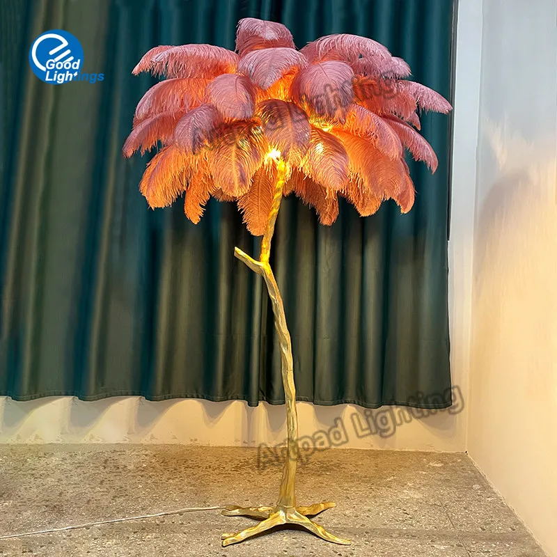 Nordic Ostrich Feather Floor Lamp Stand Light 1.7M Modern Interior Lighting Living Room Decor Home Floor Bedside Standing Lamps