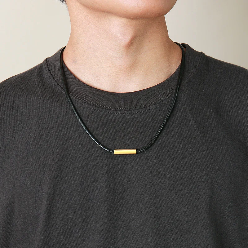 Vnox Simple Black Rope Chain Necklaces for Men Women, Anti Allergy Stainless Steel Clasp Collar Accessory, Length 55cm