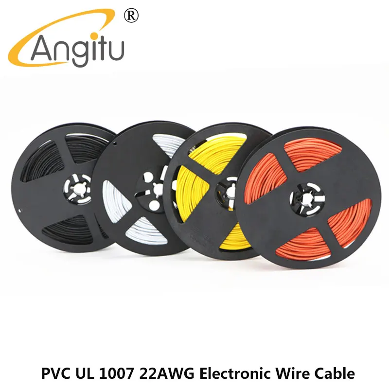 Fio eletrônico angitu 50m ul 1007 22awg 1.6mm fio de pvc