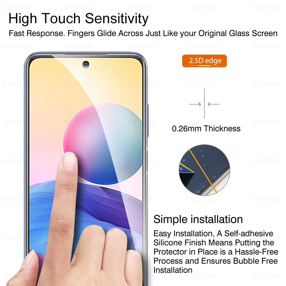 2pcs Tempered Glass For Xiaomi Redmi Note 10 5G HD Screen Protector For xiomi redmi note 10 5g 10pro Clear Protection Film Glass
