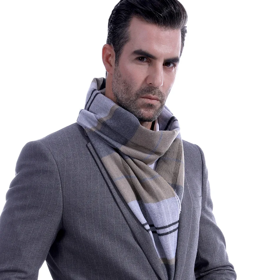 New Style Fashion Men Business Cashmere Scarf Plaid Neck Wrap Autumn Winter Soft Warm Xmas Gift Fashion Set Skin Friendly