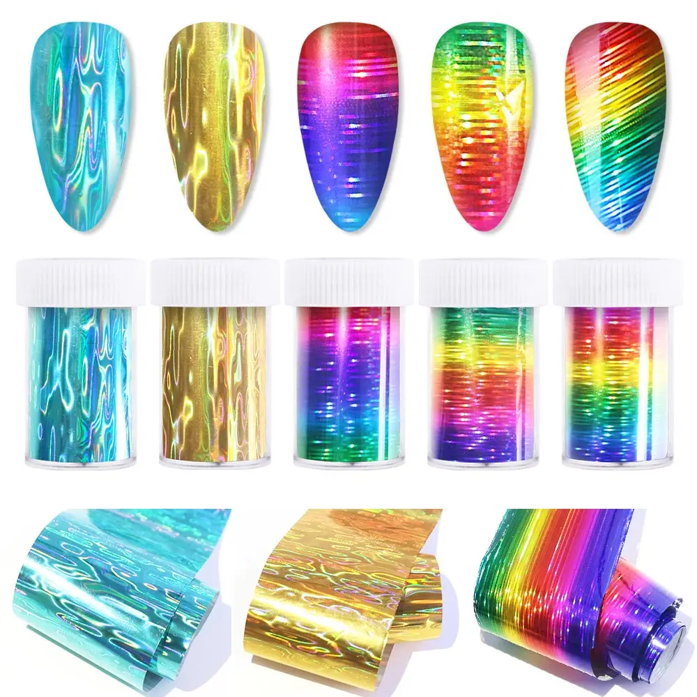 

100*4cm/Roll Gradient Color Nail Foil New Year Sticker Rainbow Good Luck Holographic Nail Design Nail Art Transfer Sticker