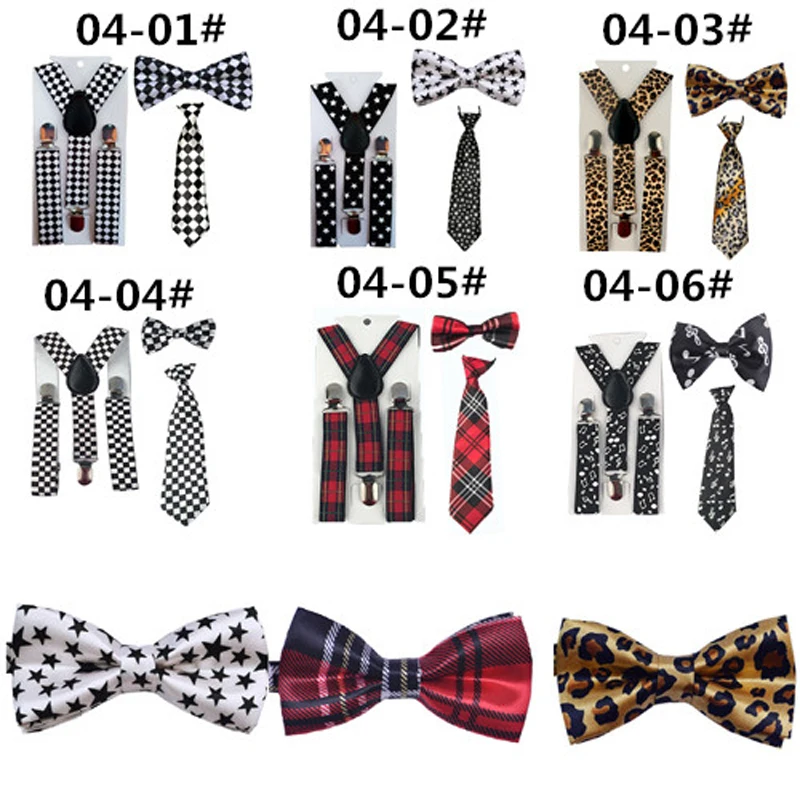 Hot Girls Boys Suspender Bowties Adjustable Y-Back Braces Necktie Set Wedding 1-8 Years HHtr0004a05