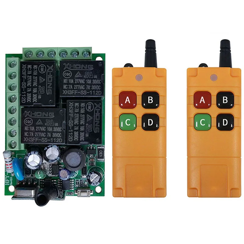 

2000m AC 85V 110V 220V 250V 4CH Wireless Remote Control LED Light Switch Relay Output Radio RF Transmitter And 433 MHz Receiver