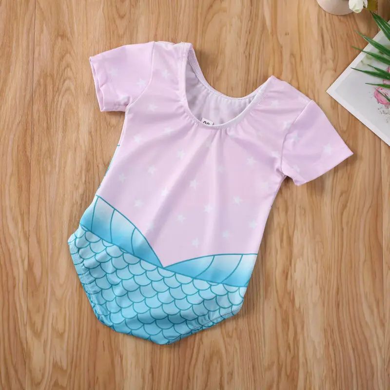 0-4Y Toddler Infant Baby Girls Swimsuit Short Sleeve Print Swimwear Swimming Bikini