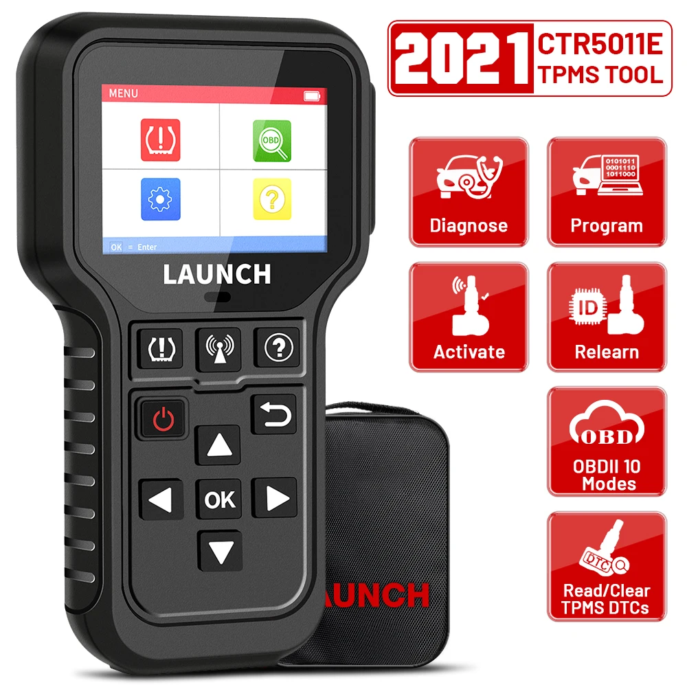 LAUNCH X431 CRT5011E TPMS Activation Diagnostic tools Reset Relearn reprogram 315 MHz 433 MHz tire pressure sensors OBD2 Scanne