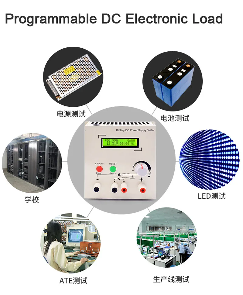 150W/250W Tester baterii 30V 20A baterie litowe pojemność ładowania Tester rozładowania obciążenie Li-ion Lifepo4 kwasowo-ołowiowy