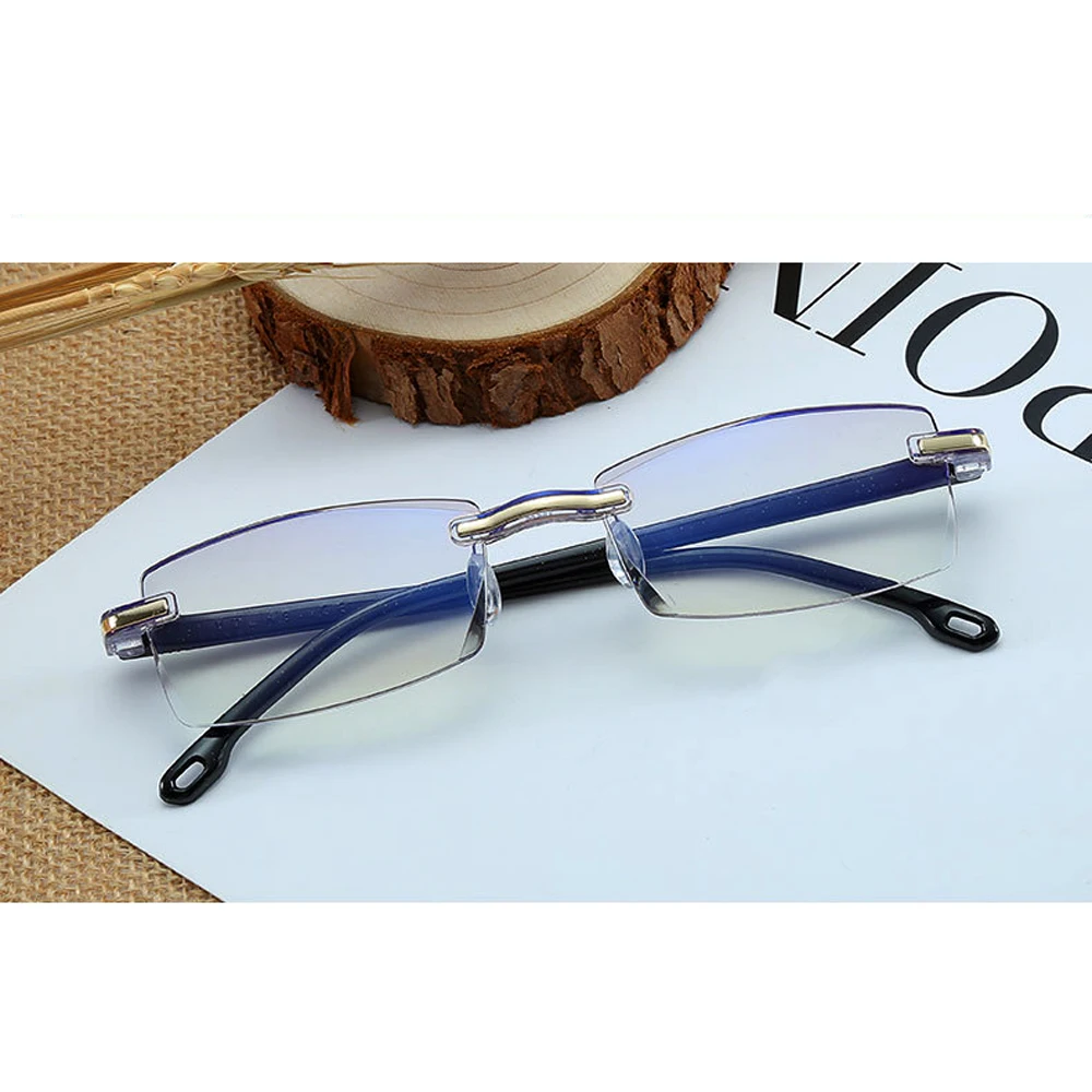 

New TR Borderless Diamond-cut Reading Glasses Anti-blue Blue Film Integrated Men Women+1.0 ++1.25 +1.5 +2.0 To+4.0