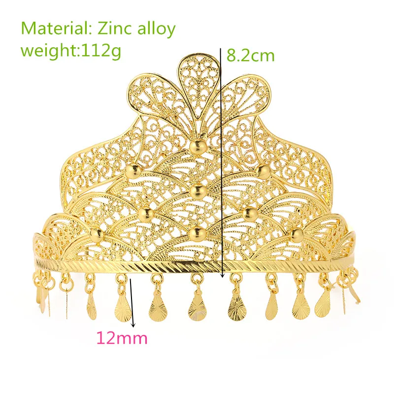 Dubai Fringe Design Bride Crown Hollow Out Courtly Style Carving Patterns accessori per capelli femminili gioielli con fascia in metallo