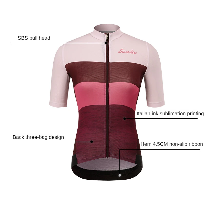 Santic Women Cycling Jersey Short Sleeve Breathable Summer MTB Road Bike Cycling Clothing Tops Racing Jersey Bicycle Asian Size