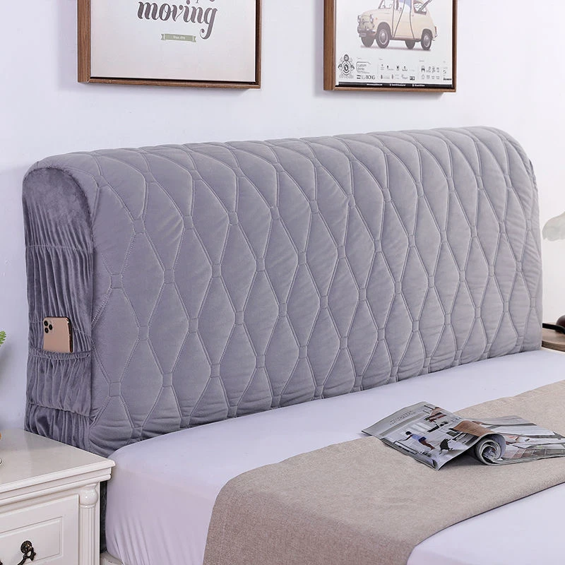 High Quality Solid Color Luxury Thicken Velvet Quilted Head Cover Twin Queen Double Size Flannel Plush Headboard Cover 160x65cm