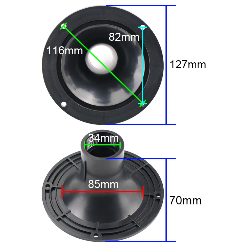 GHXAMP 127mm Tweeter Horn Round Treble Mouth Screw Horn Interface Professional Speaker ABS plastic Horn Adapter Plate 2pcs