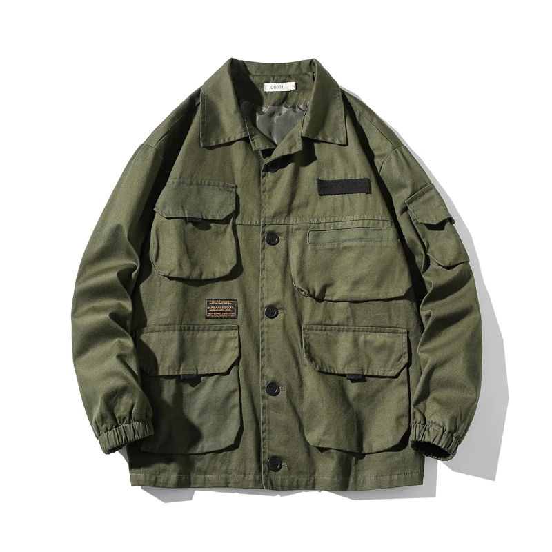 Japanese Streetwear Army Green Plus Size Work Jacket Men Clothing 5XL Harajuku Coat Korean Fashion Military Casual Workwear