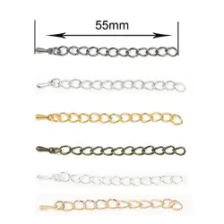 10pcs/lot 5.5cm Silver/Gold Tone Extended Extension Tail Chain Clasps Connector For DIY Jewelry Making Bracelet Necklace Earring
