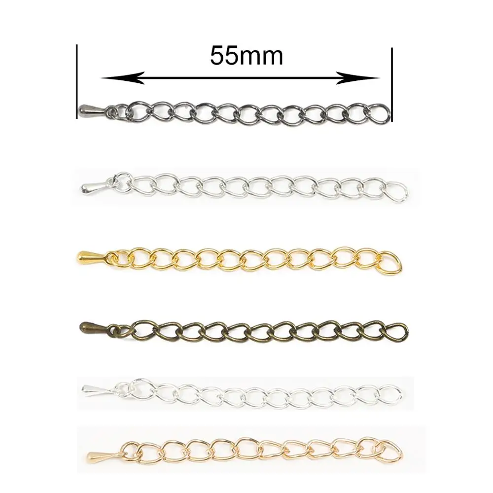 10pcs/lot 5.5cm Silver/Gold Tone Extended Extension Tail Chain Clasps Connector For DIY Jewelry Making Bracelet Necklace Earring