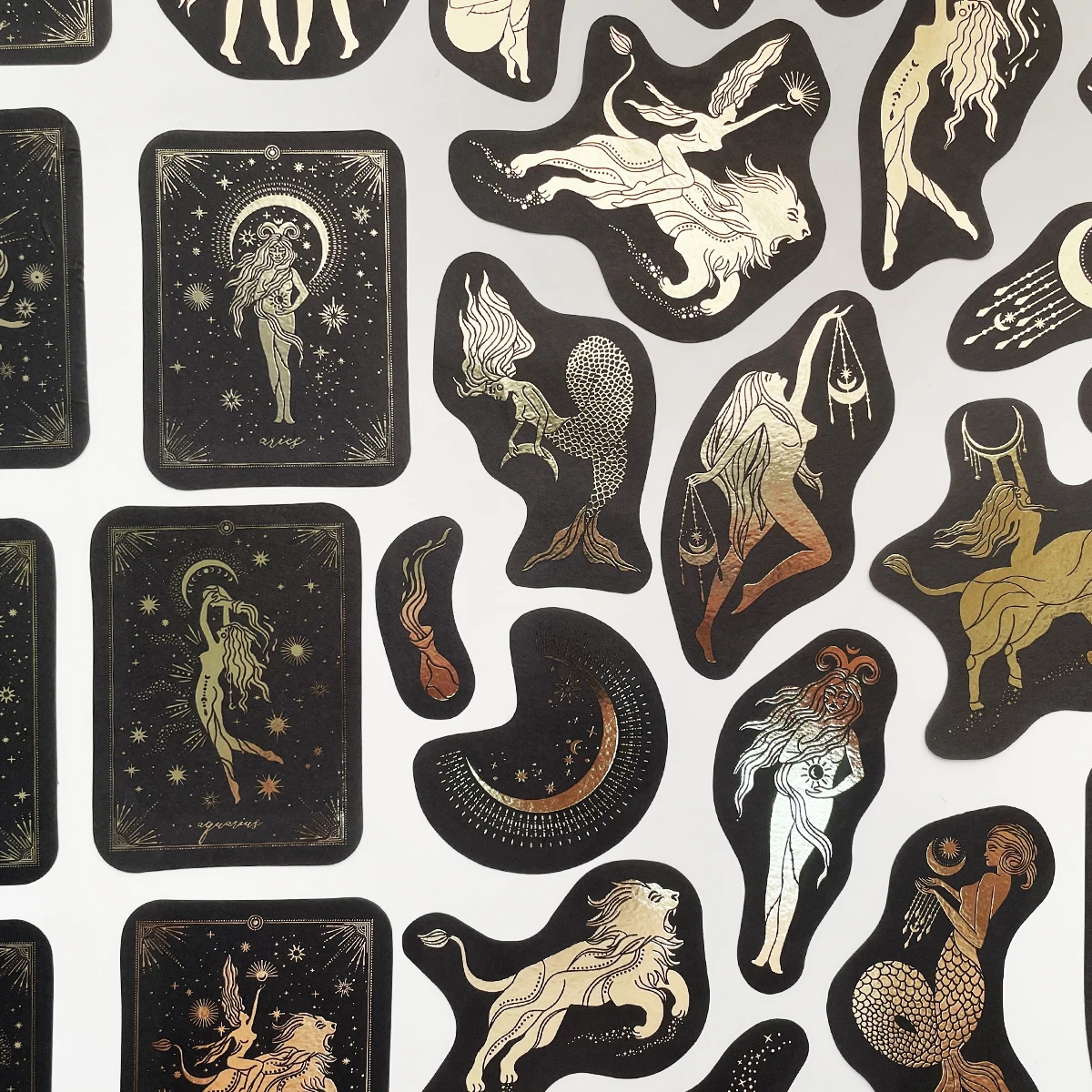 40 Pcs Bronzing Journal Sticker Creative Constellation Style Decorative Stationery Student Daily Collage Material Sticker Kawaii