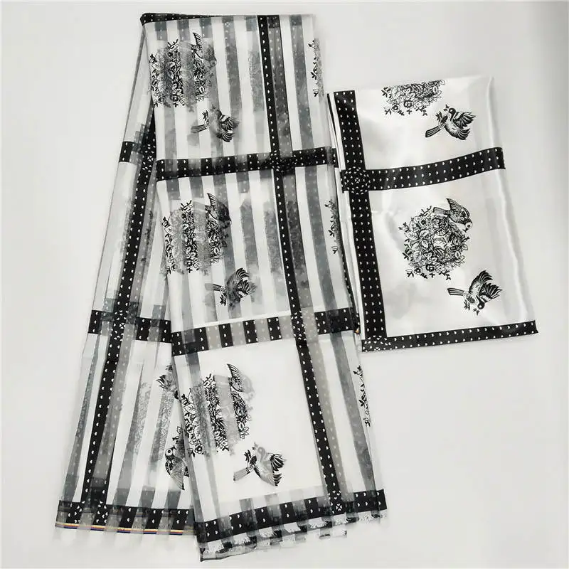 Satin Organza fabric soft silk fabric african material ankara prints high quality for women dress 3+3 yards ! L121302