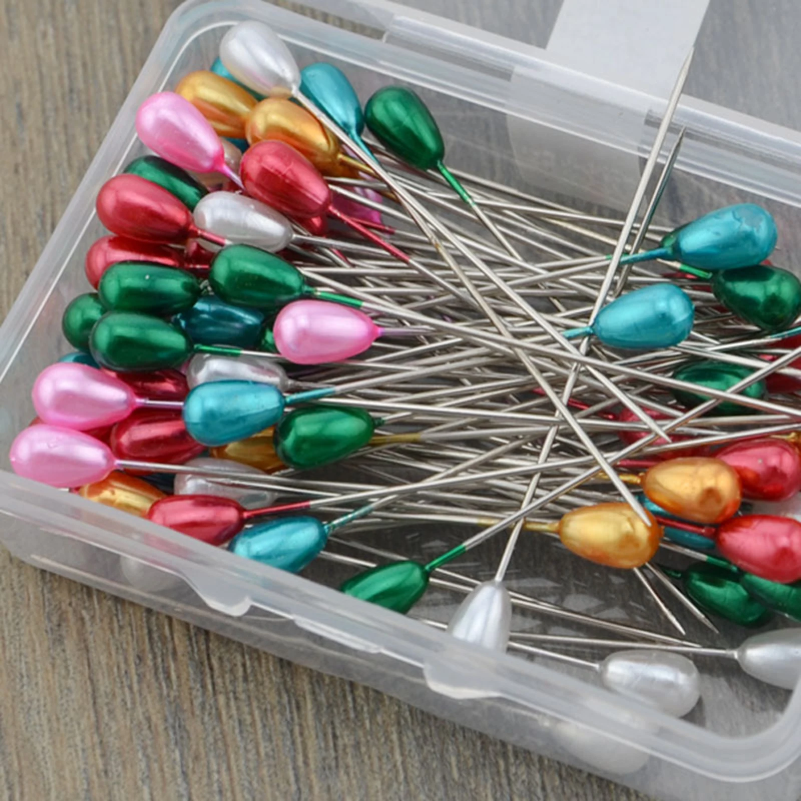 100PCs Rainbow Color Pearl Head Needles Stitch Straight Push Sewing Pins Dressmaking DIY Sewing Tools Positioning Needle 5.5cm