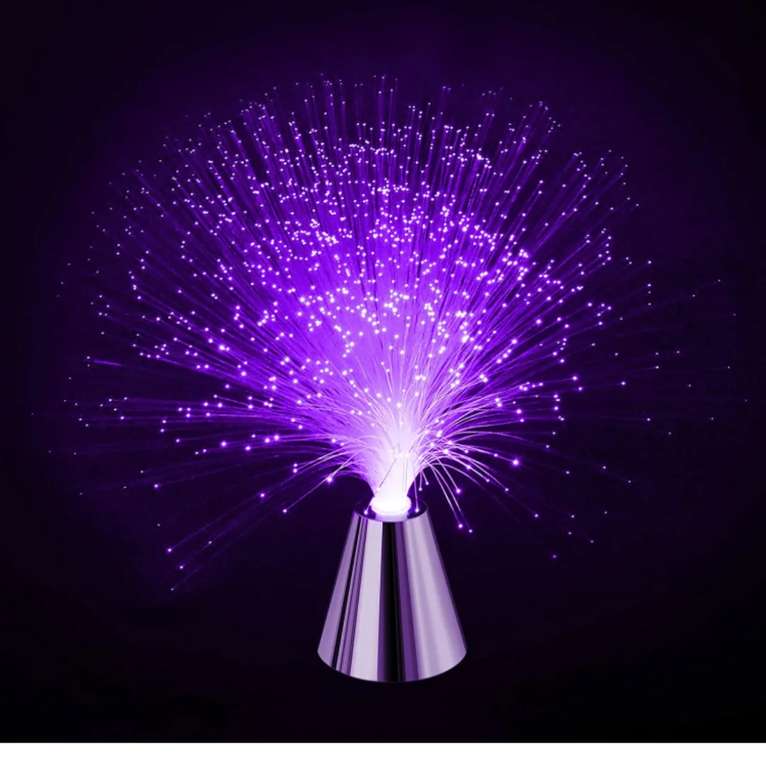 Sensory Fiber Optic LED Lamp, Color Changing with Cone Base, Ice Fiber Lamp with Battery Powered, Calming Mood, Night Light