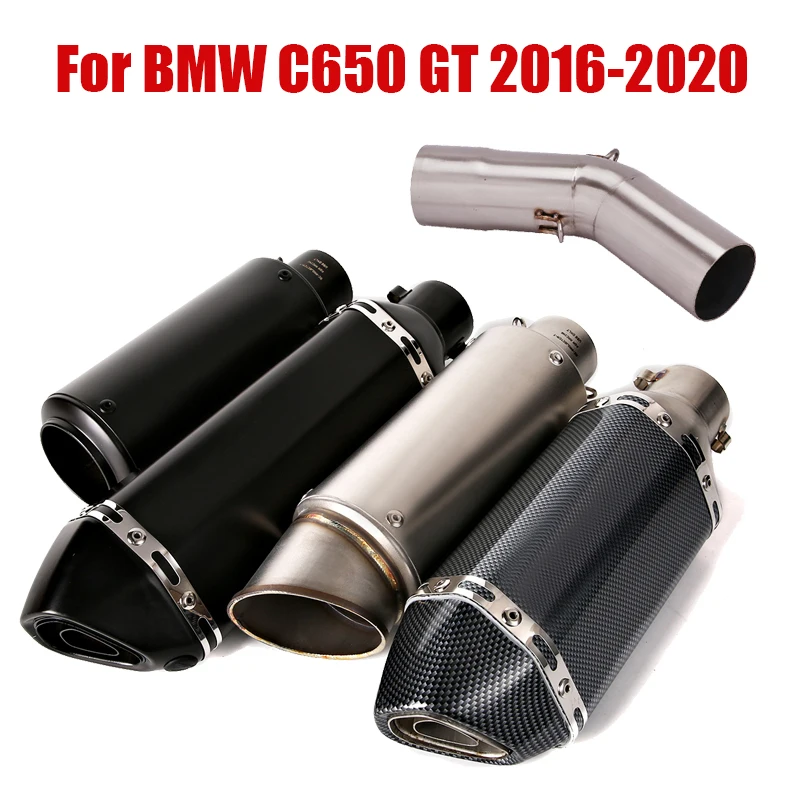 

For BMW C650 GT 2016-2020 Exhaust System Middle Link Pipe Escape Connect Tube Slip On 51mm Muffler Tips Baffle Motorcycle