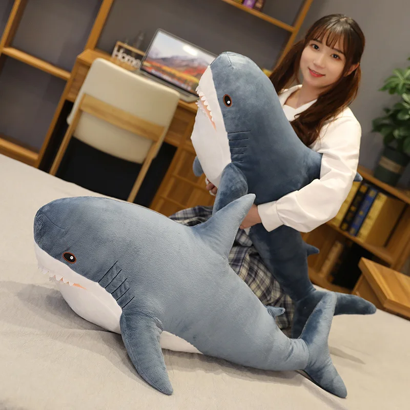 45/60/80 cm Nette Hai Plüsch Spielzeug Weiche Angefüllte Speelgoed Tier Lesen Kissen für Geburtstag Geschenke Kissen puppe Geschenk – Detail 11